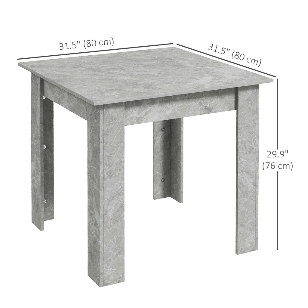 Square Dining Table, Modern Dining Room Table with Faux Cement Effect, Space Saving Small Kitchen Table, Cement Grey