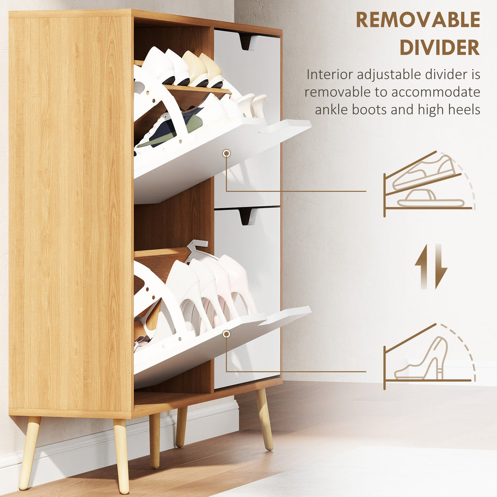 Shoe Storage Cabinet with 4 Flip Drawers and Adjustable Shelf, Shoe Cabinet for 8-16 Pairs of Shoes, Black