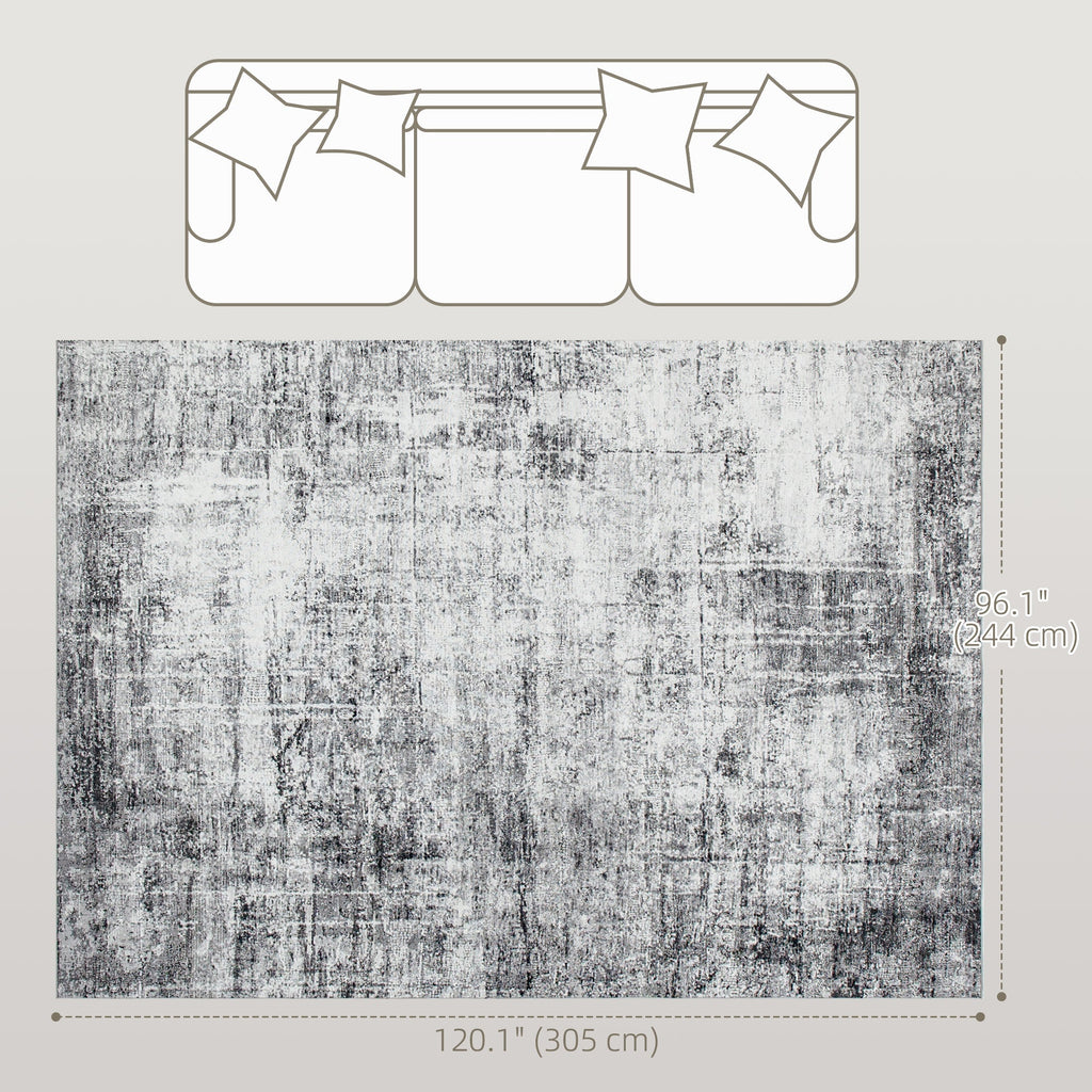Area Rug for Living Room 5x7, Modern Abstract Machine Washable Rug, Non-Slip Carpet for Bedroom, Dining Room, Grey