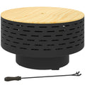 3-in-1 Fire Pit Φ23.8" x 15.4" Outdoor Fire Bowl with Grill Grate, Wood-Effect Fire Basket