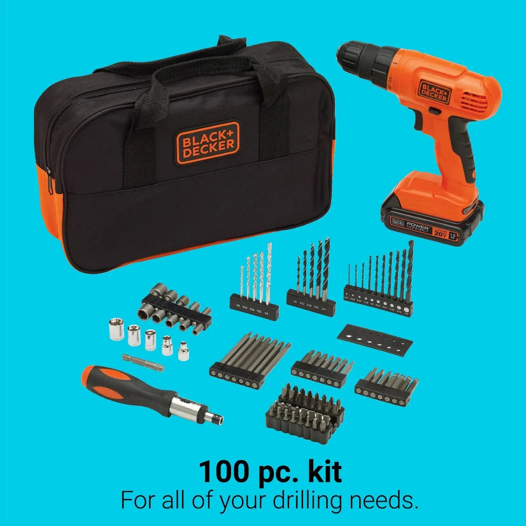 BLACK+DECKER BDC120VA 20V MAX* POWERCONNECT Cordless Drill/Driver with 100-Piece Kit