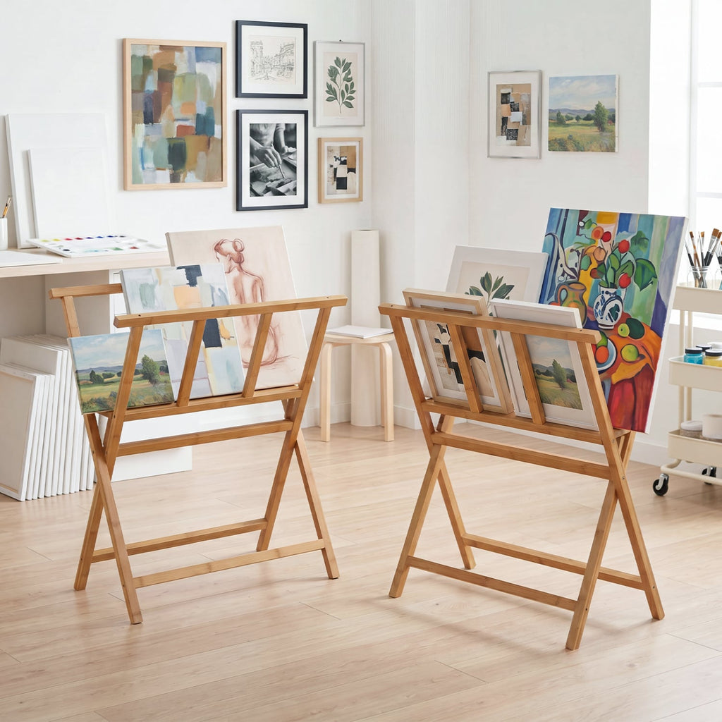 Bamboo Art Print Rack for Canvas Storage and Display-Natrual
