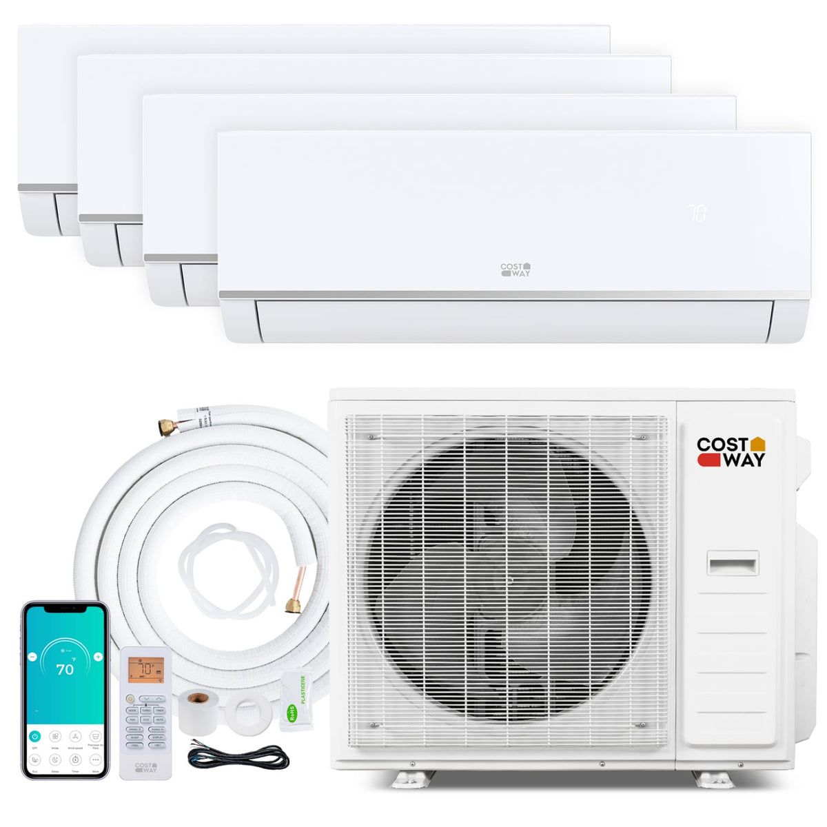 Blast Pro 38,000 BTU 4 Zone Mini Split Heat Pump, 20 SEER2, Wifi, 9K + 9K + 9K + 9K