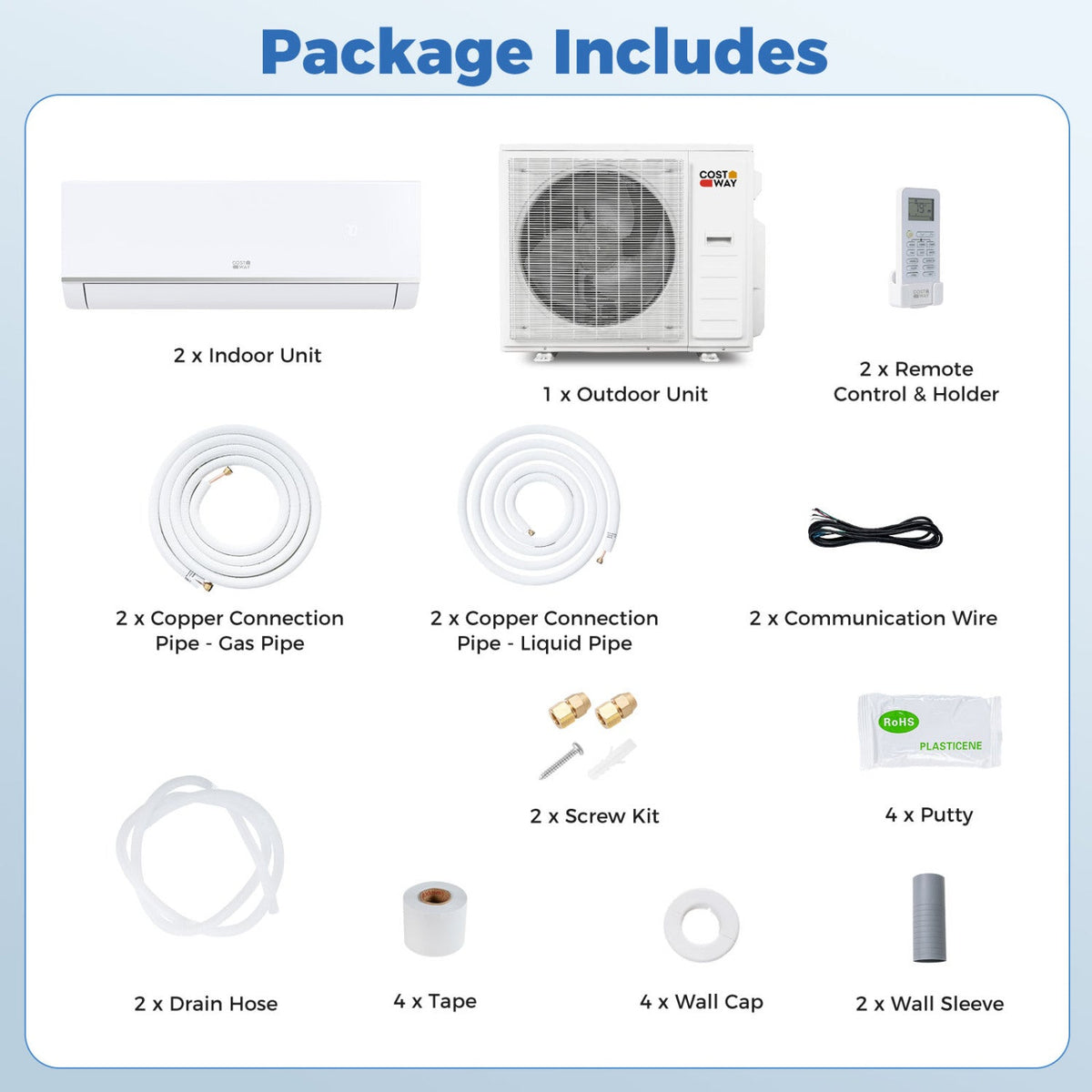 Blast Pro 38,000 BTU 2 Zone Mini Split Heat Pump, 20 SEER2, 9K + 24K