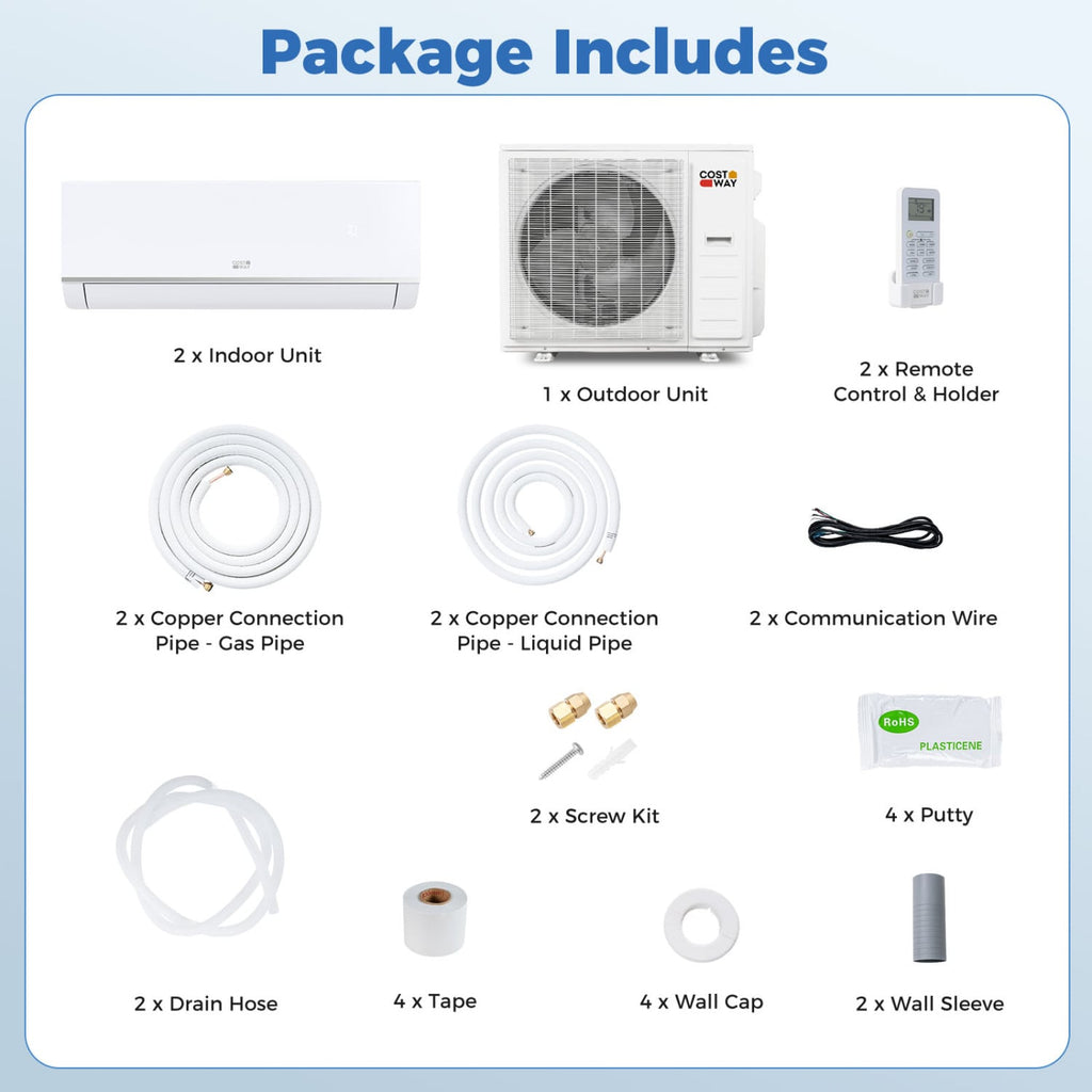 Blast Pro 38,000 BTU 2 Zone Mini Split Heat Pump, 20 SEER2, 18K + 18K