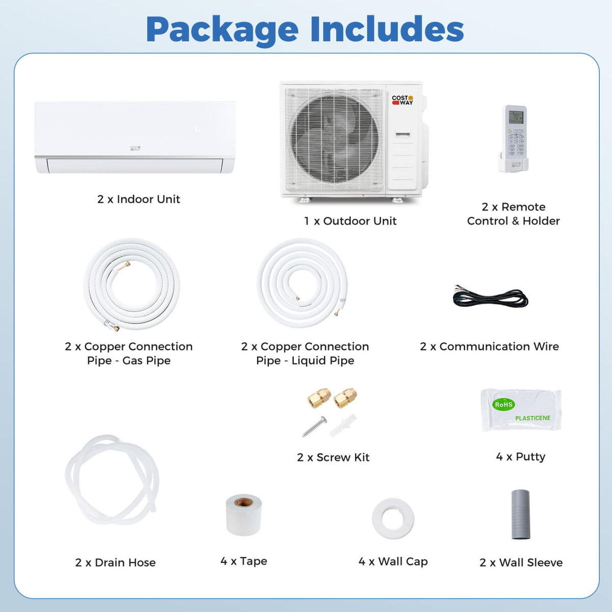 Blast Pro 38,000 BTU 2 Zone Mini Split Heat Pump, 20 SEER2, 18K + 24K