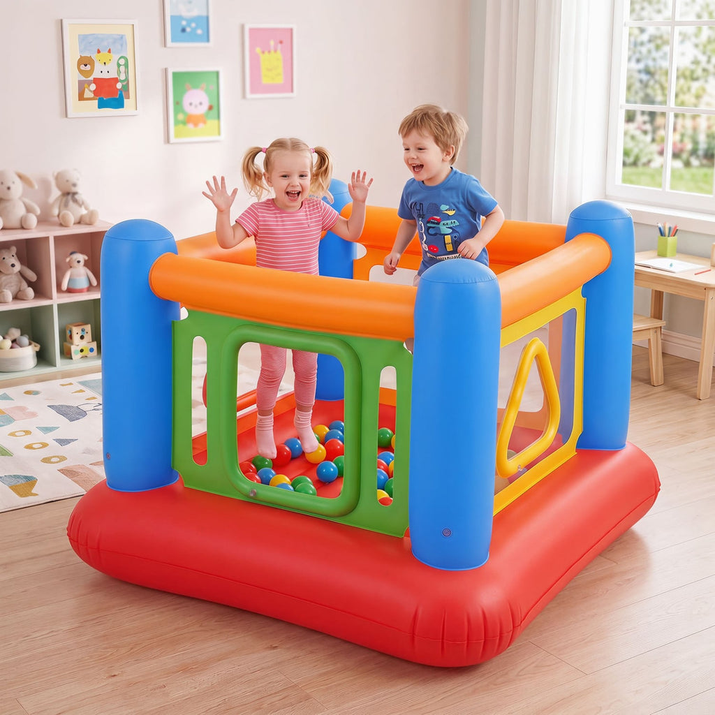 Blow Up Jumping House for Kids with Transparent Side Walls-Blue