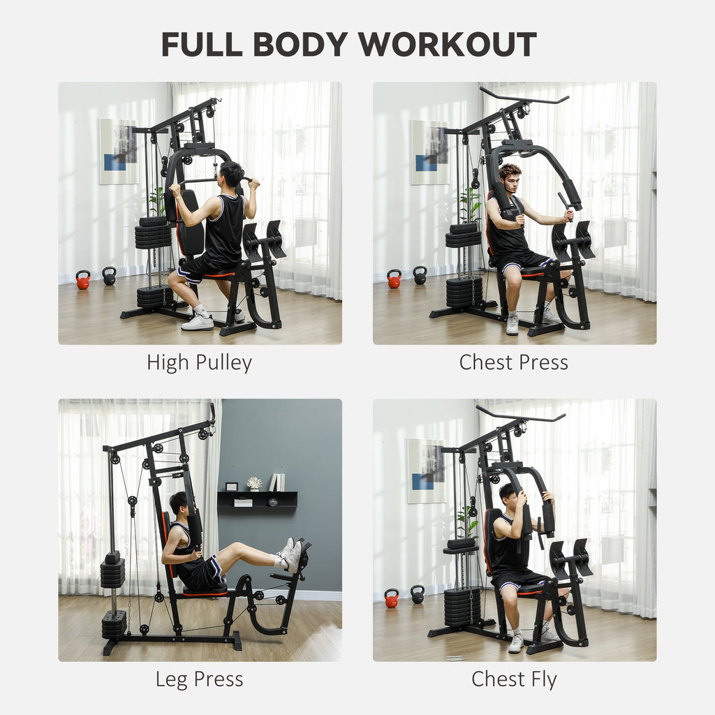 Home Gym Weights Machine, Multi Gym Lat Pulldown and Leg Workout Equipment with 99lbs Weight Stack