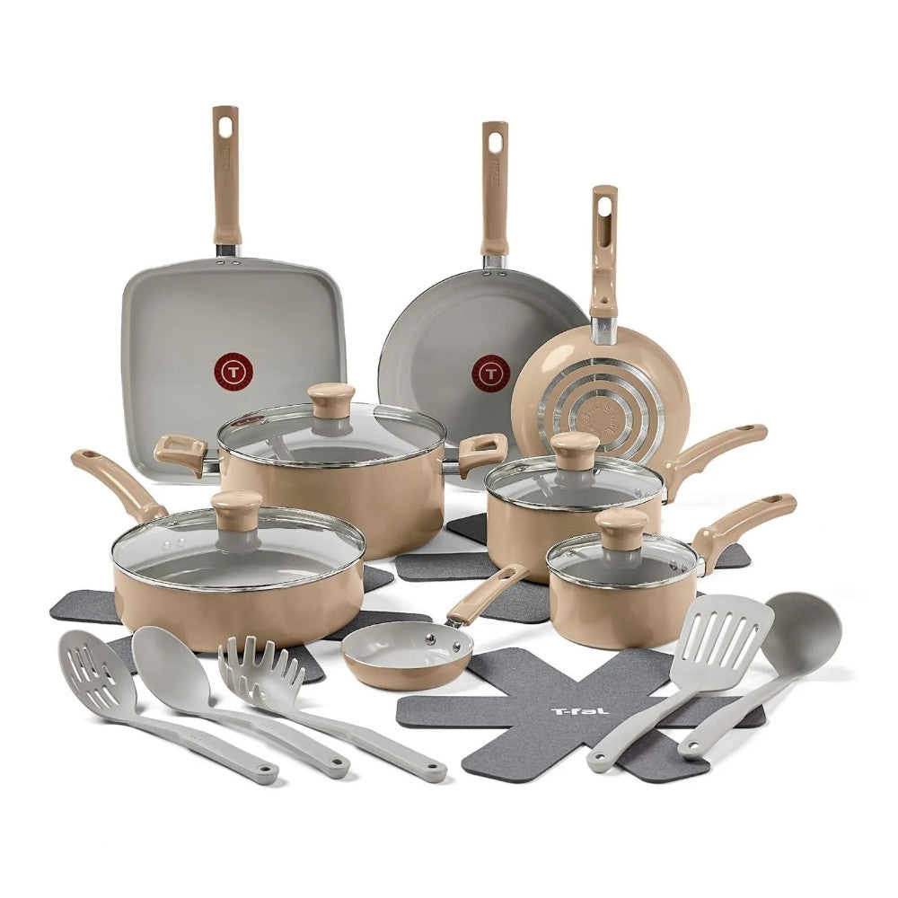 T-FAL C487SK64 Ceramic Refresh 20PC Cookware Set
