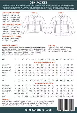 Chalk and Notch Den Jacket Printed Pattern