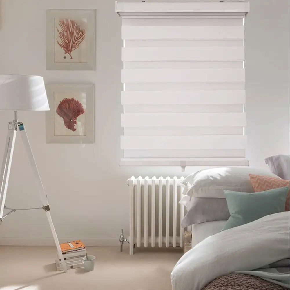 ITY CDNW-1 22 Olivia Stone Cordless Polyester Zebra Day-Night Blind 22"x84" in White