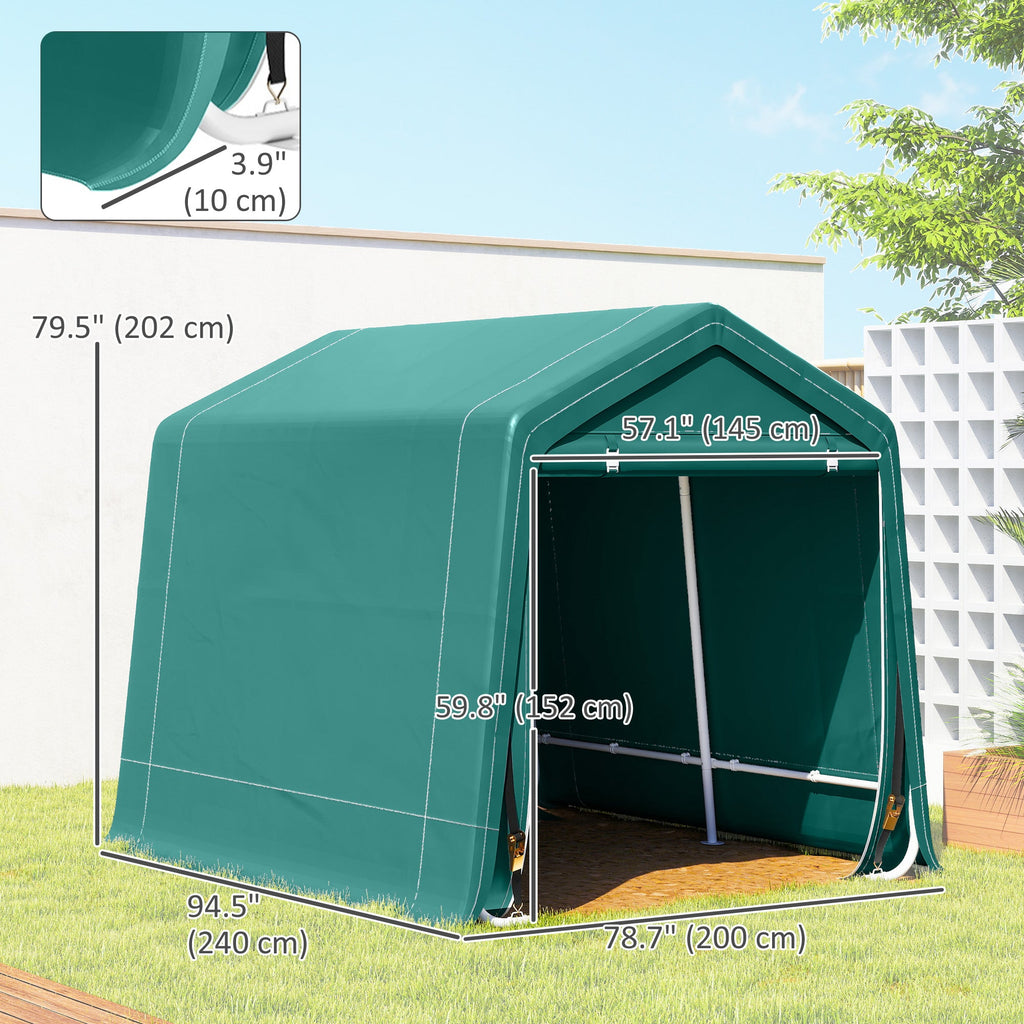 7.9' x 6.6' Garden Storage Tent, Patio Storage Shelter w/ Metal Frame and Double Zipper Doors, Dark Grey
