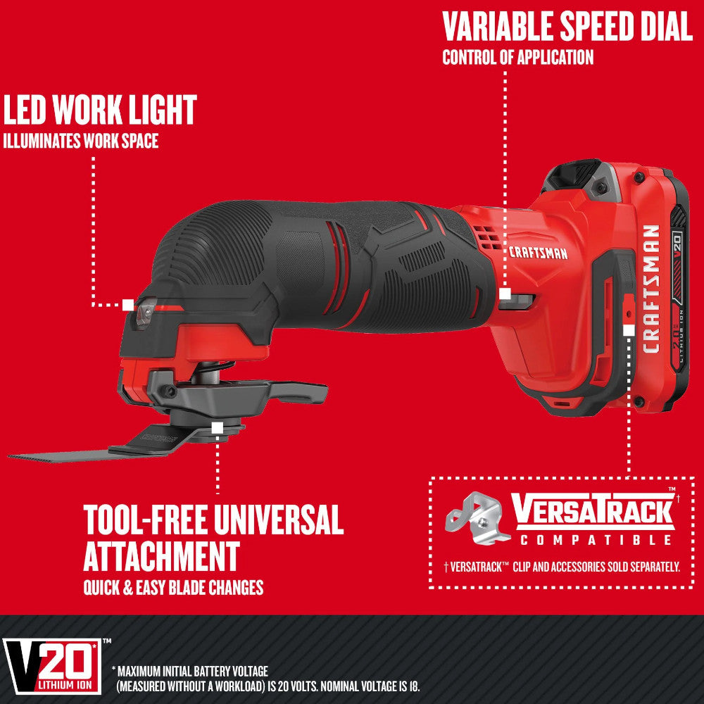 CRAFTSMAN CMCK600D2 V20* Cordless 6 Tool Combo Kit (2 Batteries) - Refurbished with Craftsman Warranty