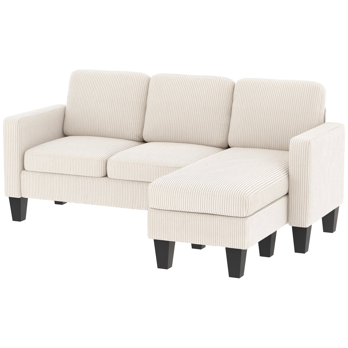 Sectional Sofa, L Shaped Couch, with Changeable Chaise or Ottoman, Dark Grey