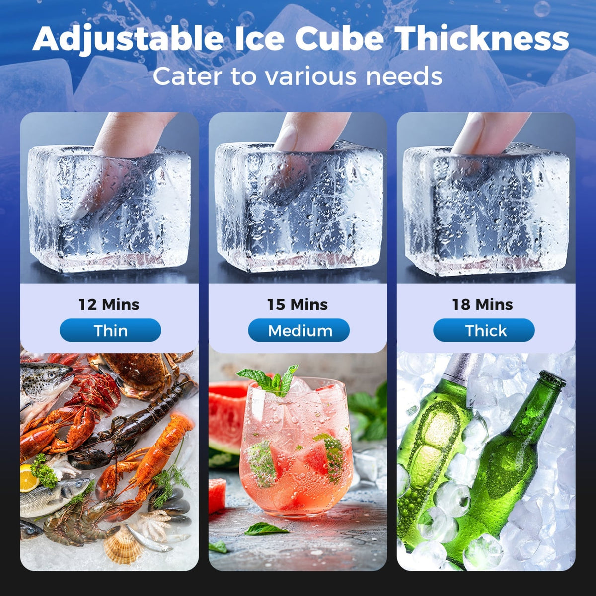 Commercial Ice Maker with 25 lbs Storage Capacity for Home Bar Cafe