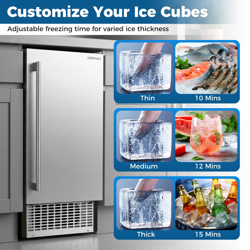 Commercial Under Counter Ice Maker 90 lbs/Day Built-in Freestanding Ice Making Machine
