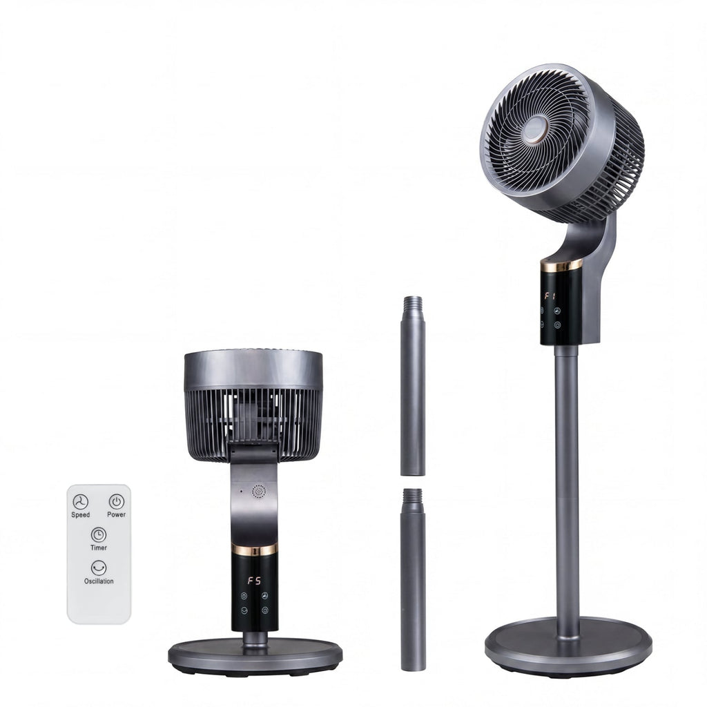 Compact Oscillating Standing Fan with 70° Oscillation and 90° Tilt for Home Office-Gray