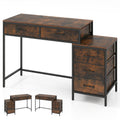 Computer Desk with 5 Drawers and Printer Stand for Bedroom and Small Spaces-Rustic Brown