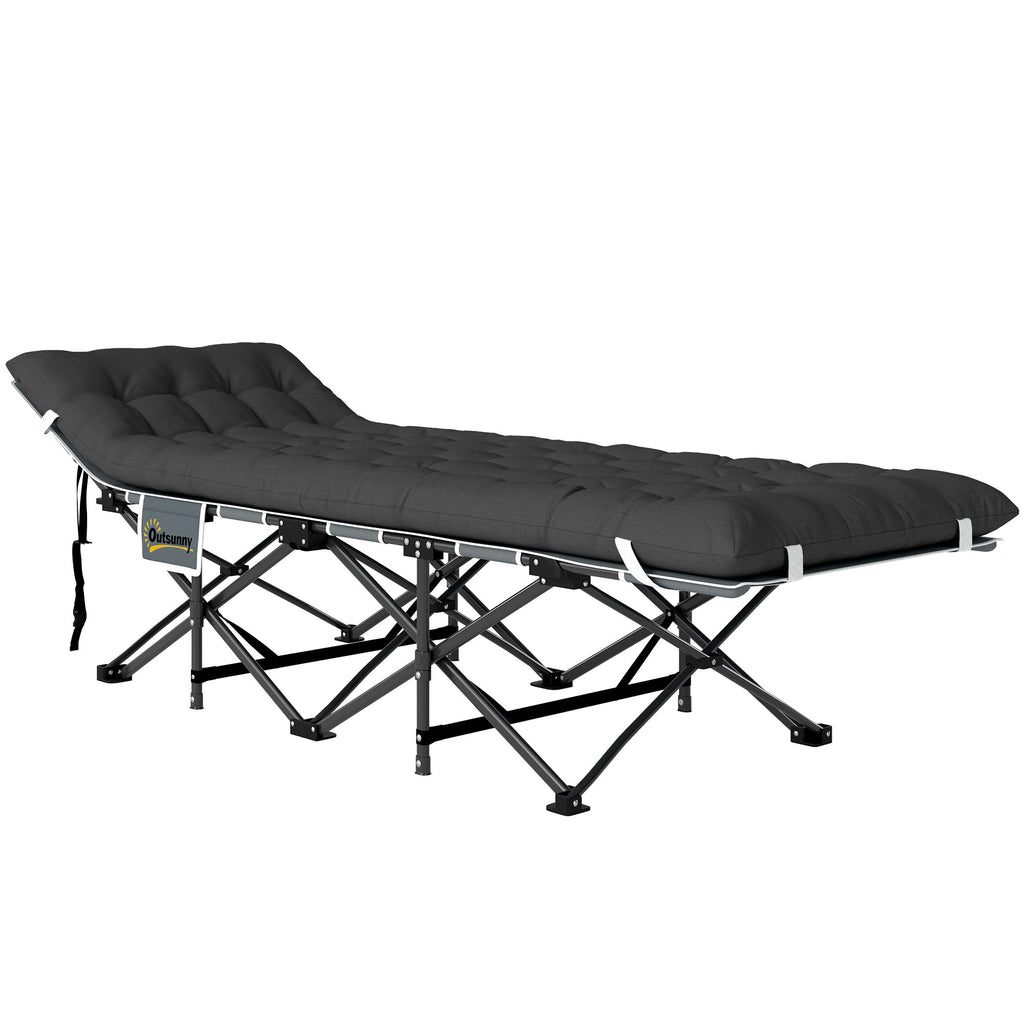 26.8" Wide Folding Bed, Camping Cot for Adults with Cushion, Carry Bag, Max Load 330 LBS, Black