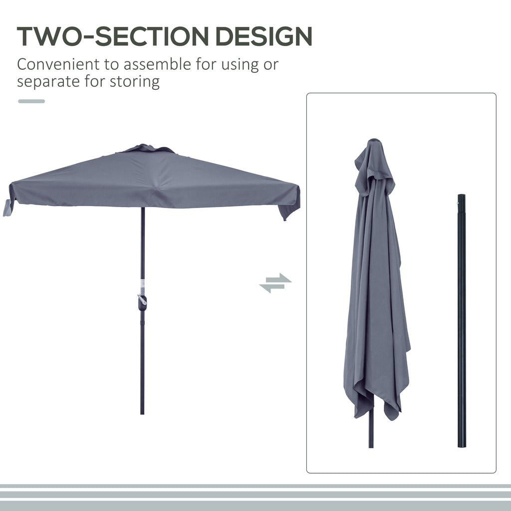 9.8ft Half Umbrella Semi Round Patio Parasol with Crank Handle, Top Vent for Garden, Balcony- NO BASE INCLUDED, Green