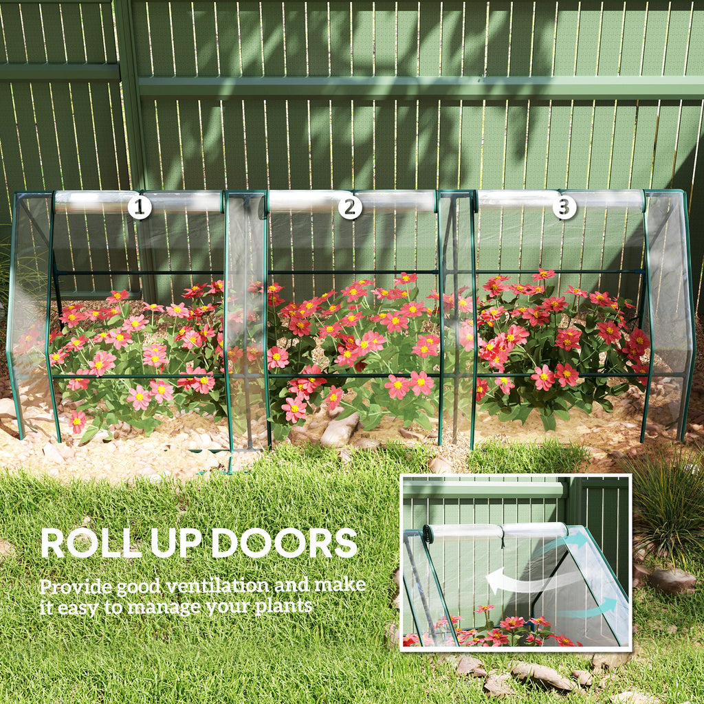 Portable Mini Greenhouse Tunnel Growing Tent Plants Flower Warm House w/ Zippered Roll-up Doors, Clear