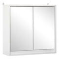 Wall Mounted Bathroom Medicine Cabinet Mirrored Cabinet with Hinged Door 2-Tier Storage Shelves White