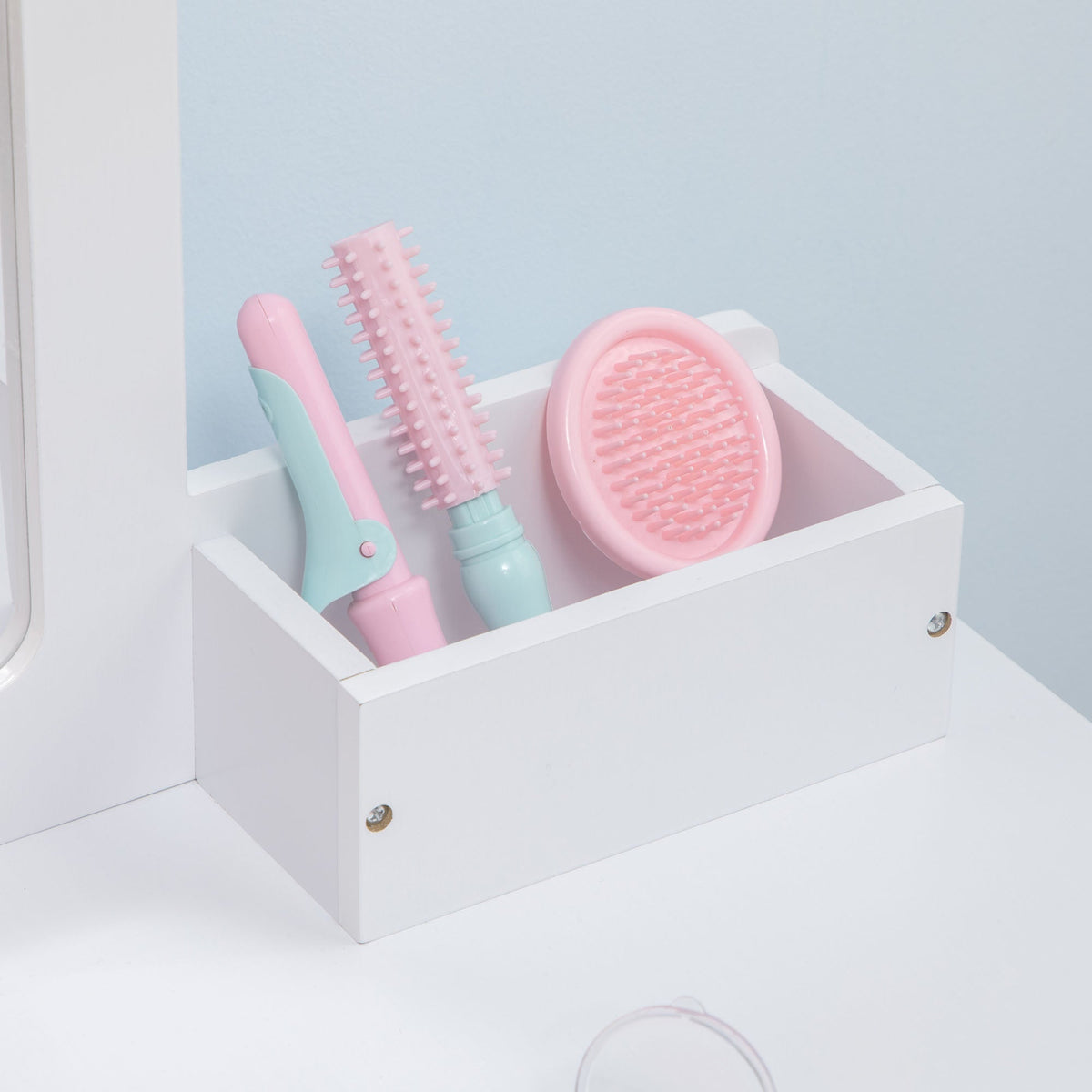 Kids Vanity Set with Mirror and Stool, Makeup Dressing Table with Drawers for Children Aged 3-6 Years, White