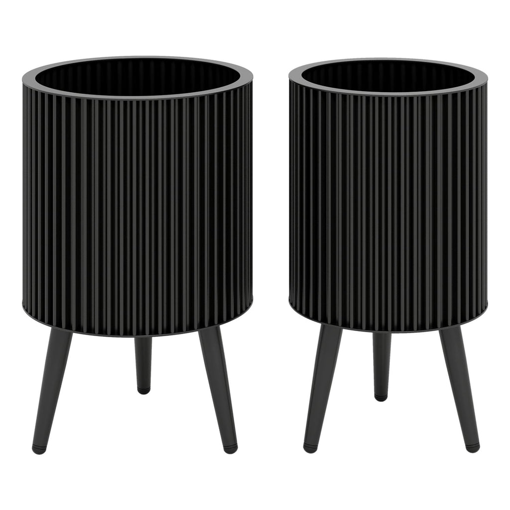 Decorative Flower Pots with Stand and Drainage Holes Set of 2-S