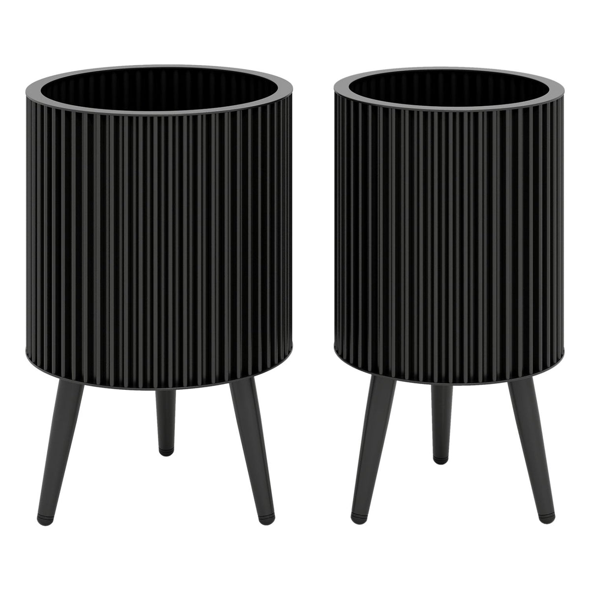 Decorative Flower Pots with Stand and Drainage Holes Set of 2-S
