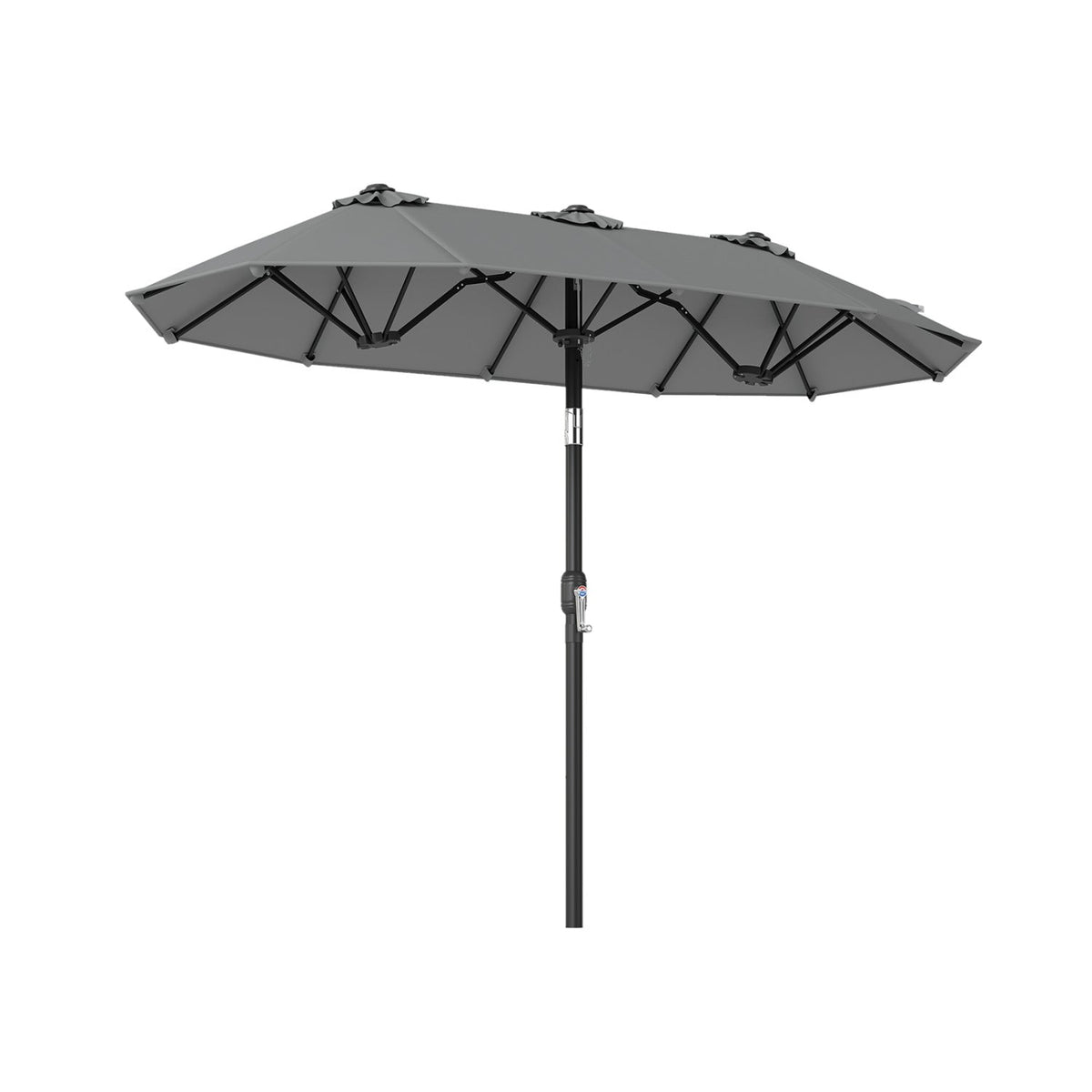 Double-Sided Patio Umbrella with Push Button Tilt Crank Handle-Gray