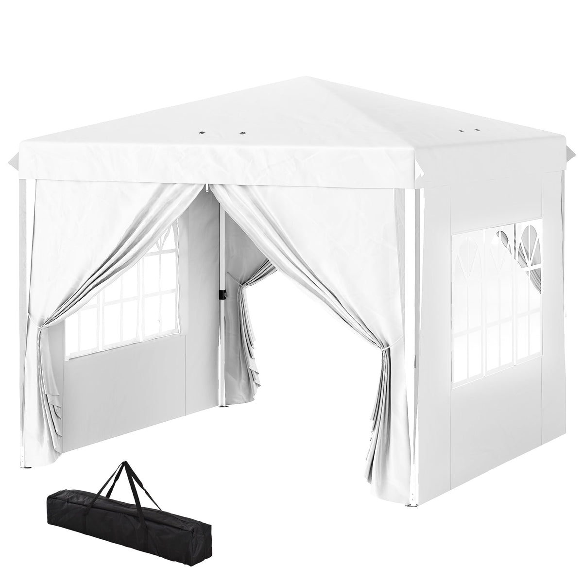 10' x 10' Pop-Up Canopy Tent with Sidewalls, Height-Adjustable, Carry Bag Included, for Outdoor, Garden, Patio, Light Grey