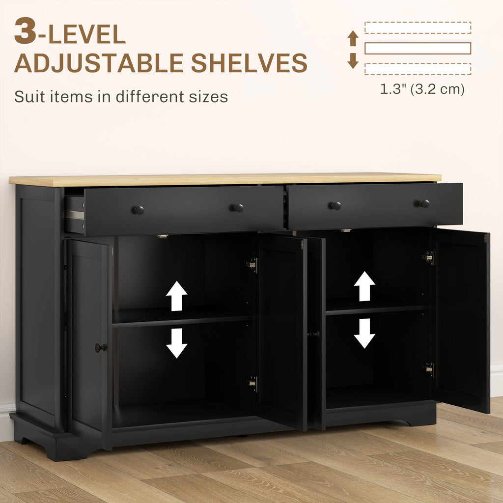Modern Sideboard, Buffet Cabinet with Storage Drawers, Adjustable Shelves for Living Room, Dining Room, Entryway, Black
