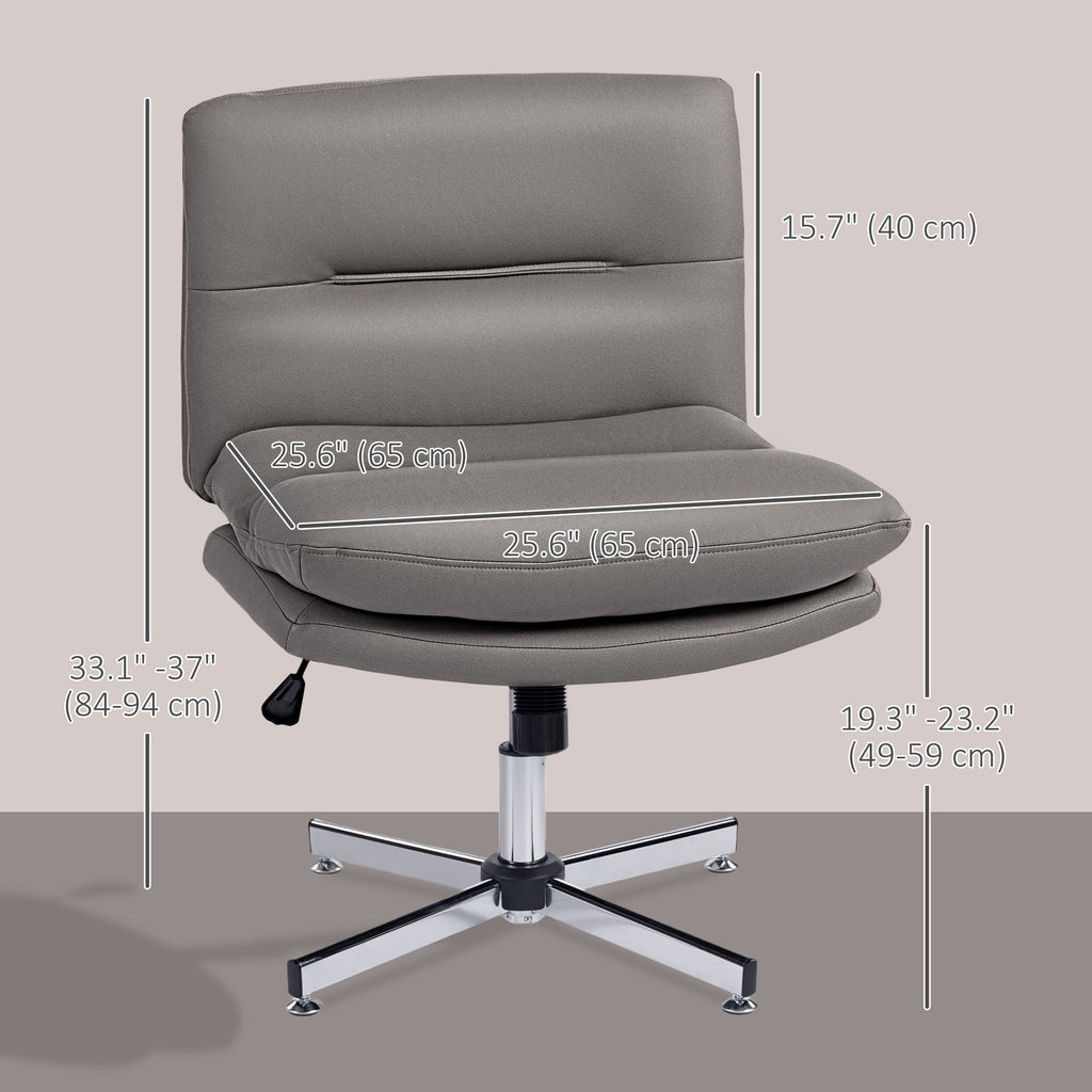Armless Office Chair, Criss Cross Chair with Adjustable Height & Tilt Function for Home Office, Study, Grey