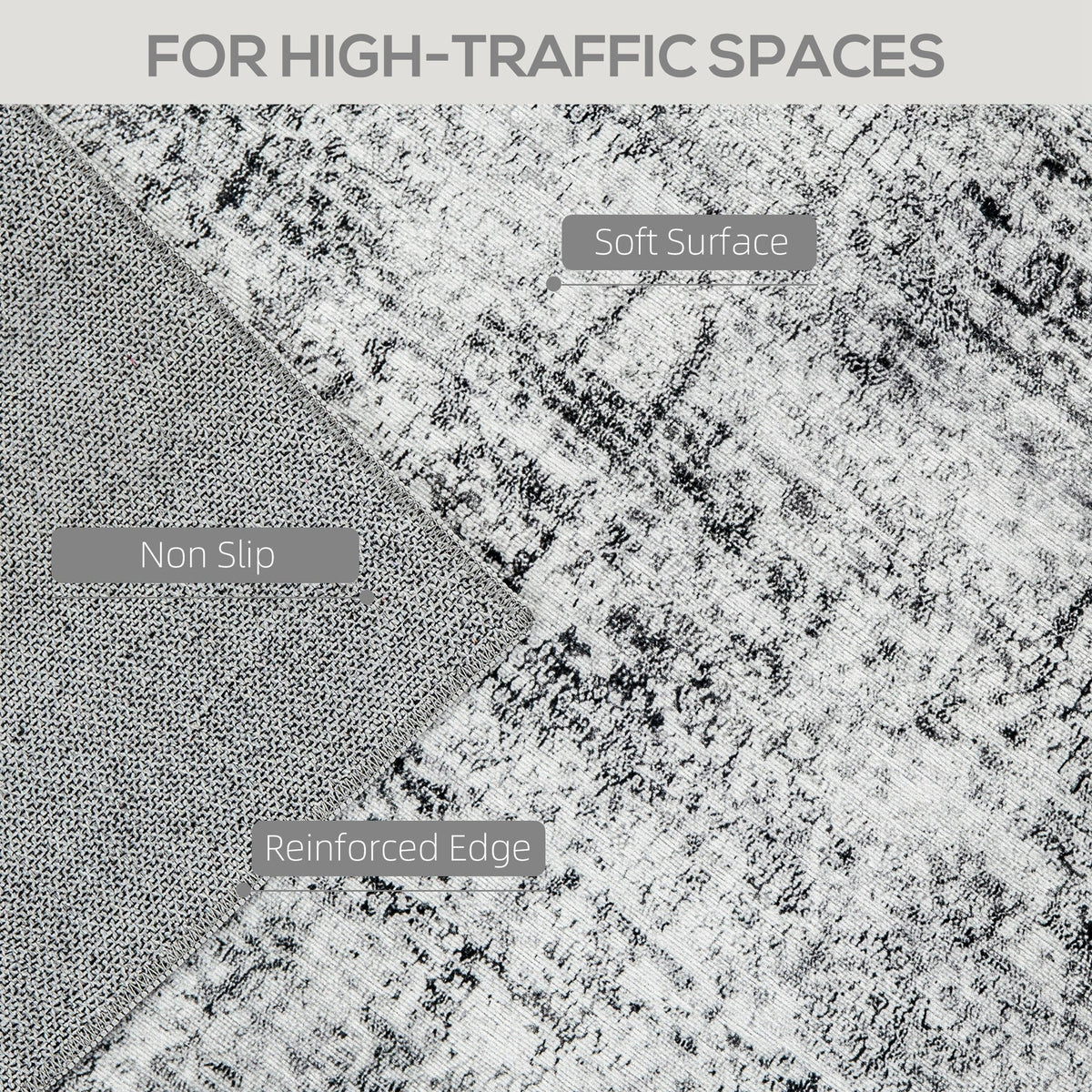 Area Rug for Living Room 5x7, Modern Abstract Machine Washable Rug, Non-Slip Carpet for Bedroom, Dining Room, Grey