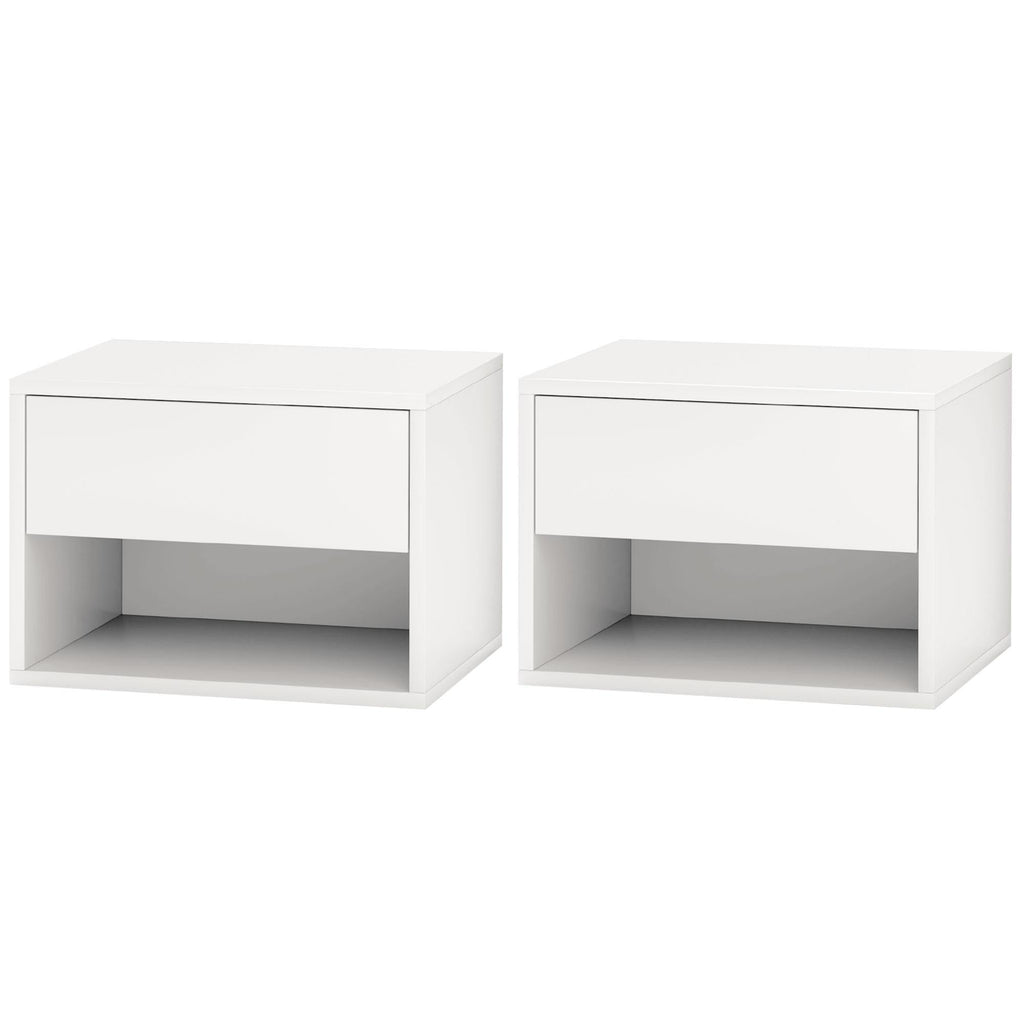 Floating Nightstand Set of 2, Wall Mounted Bedside Table with Drawer for Bedroom Black