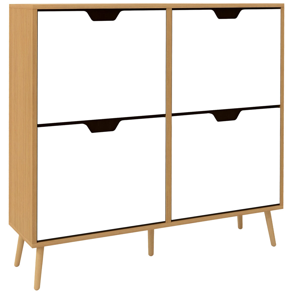 Shoe Storage Cabinet with 4 Flip Drawers and Adjustable Shelf, Shoe Cabinet for 8-16 Pairs of Shoes, Black