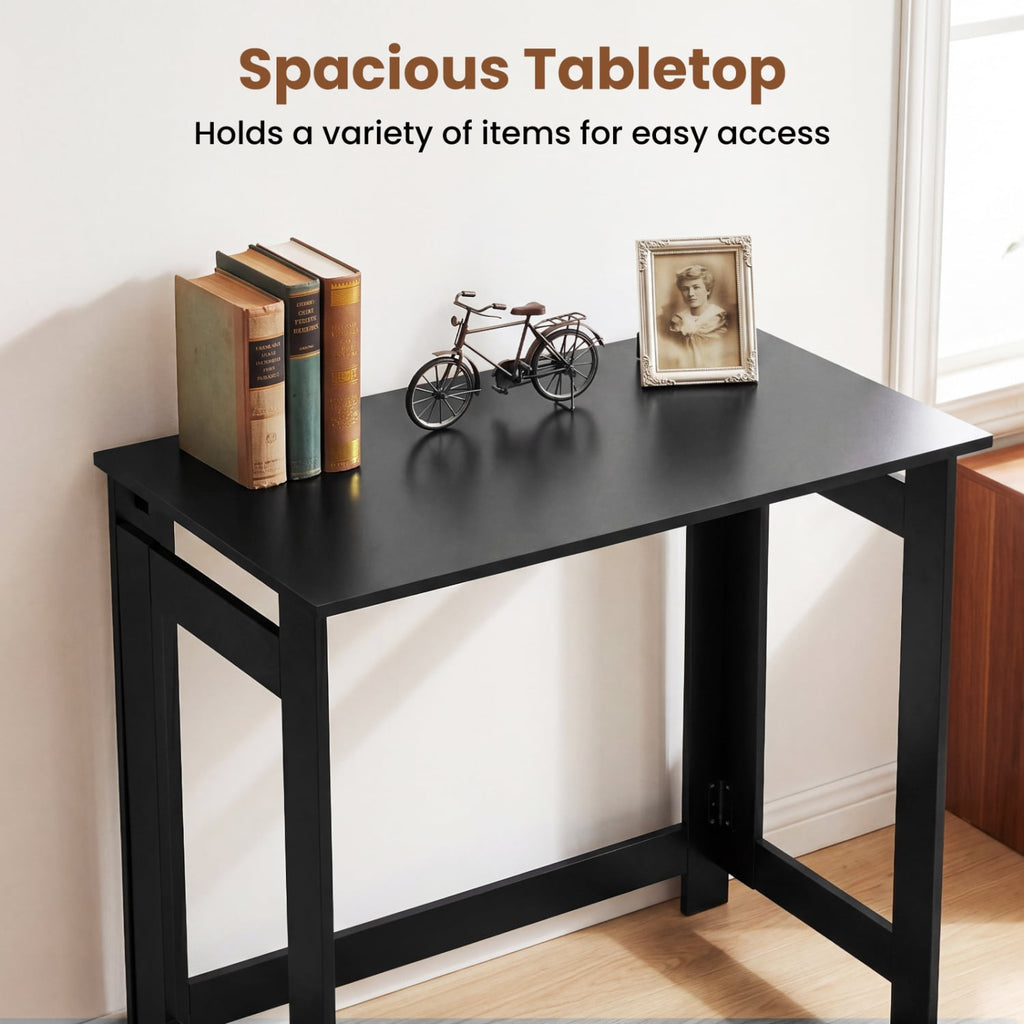 Folding Console Table with Foldable Legs-Black