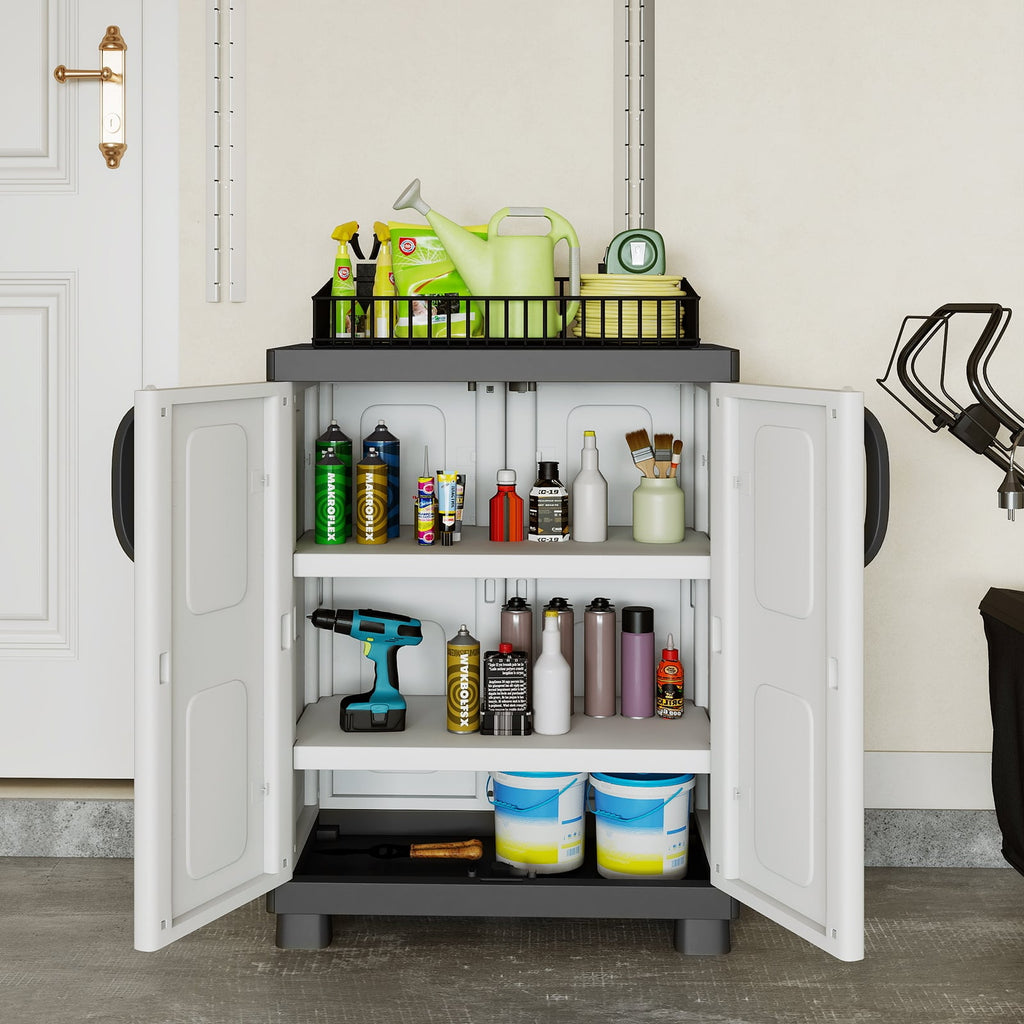 Freestanding Buffet Cabinet Sideboard with 2 Doors and Adjustable Shelves for Kitchen and Garage-Gray