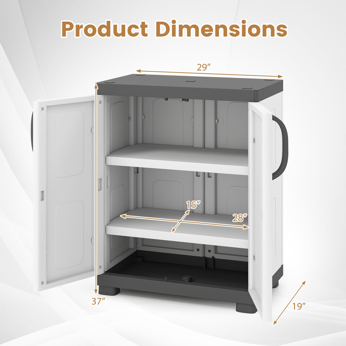 Freestanding Buffet Cabinet Sideboard with 2 Doors and Adjustable Shelves for Kitchen and Garage-Gray