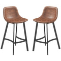 Counter Height Stools Set of 2, Upholstered Kitchen Stool with Back and Steel Legs