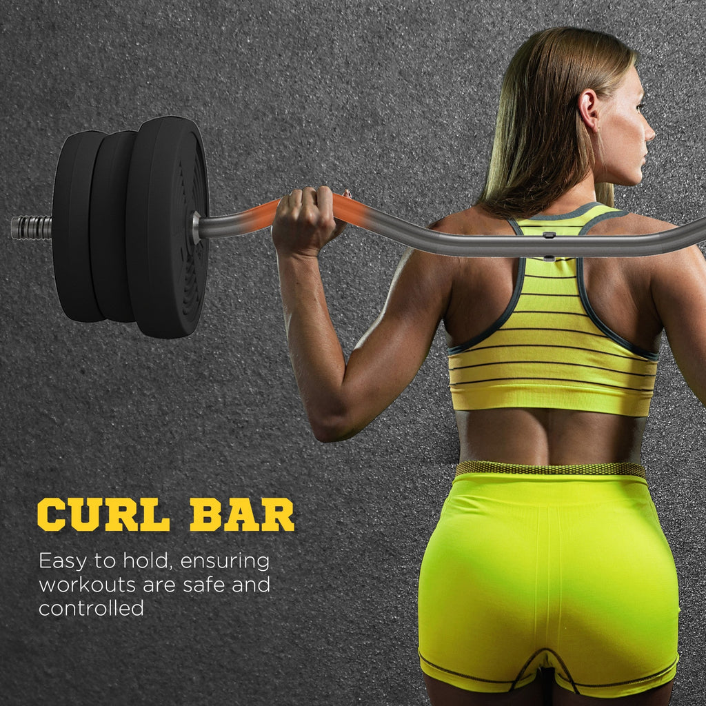 50LBS Barbell Weight Set, Adjustable Weights with Curl Bar for Home Gym Women and Men Weight Lifting Training