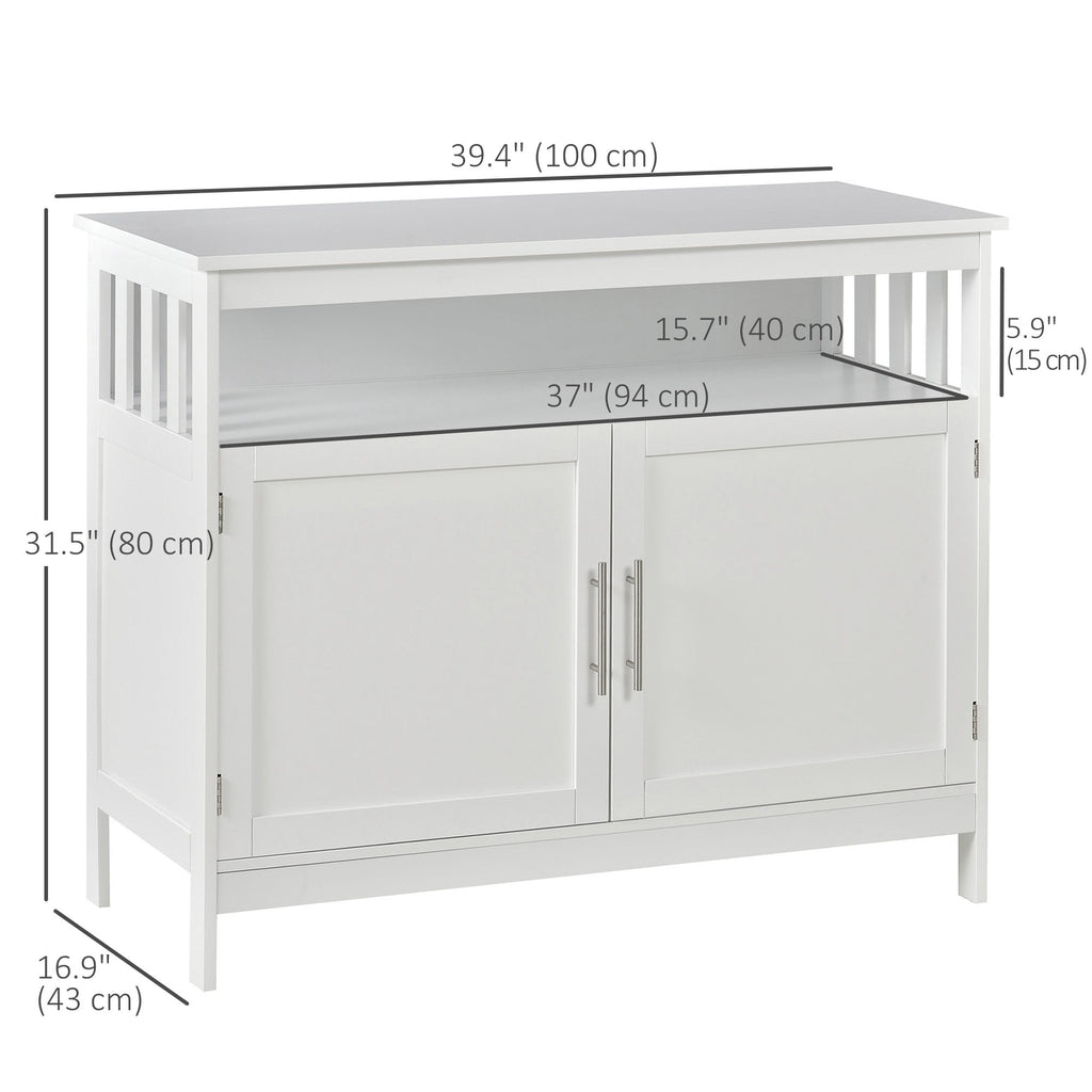 Kitchen Sideboard, Buffet Cabinet, Wooden Storage Console Table with 2-Level Cabinet and Open Shelf, Black
