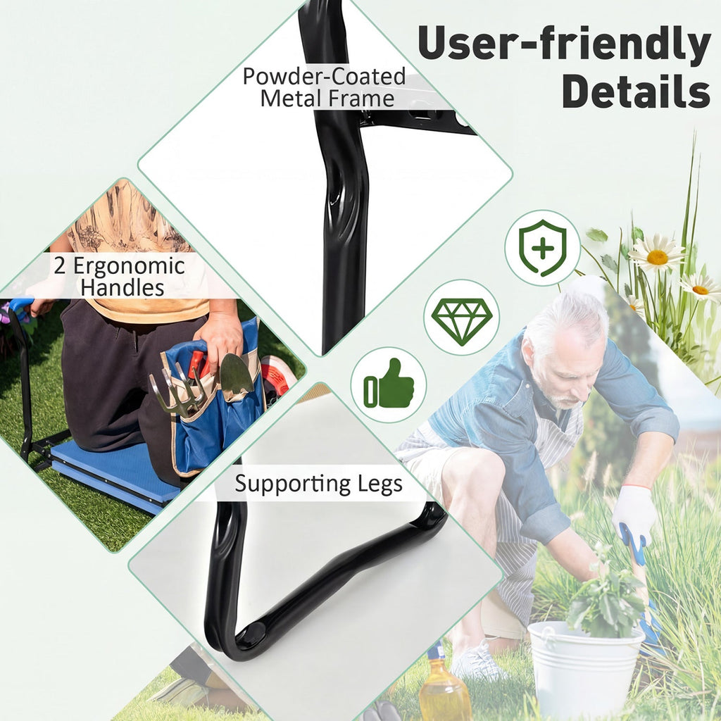 Garden Kneeler and Seat Folding Sturdy Gardening Stool-Blue