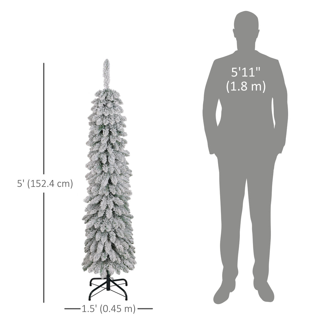 6ft Pencil Artificial Christmas Tree with Pine Realistic Branches, Auto Open, Pink and White