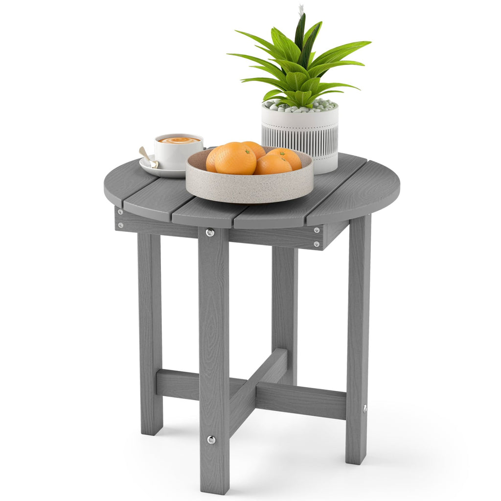 HIPS Adirondack Side Table with Weather-Resistant and Waterproof Top-Gray