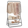 Heavy Duty Clothes Rack with Hanging Rod and Storage Shelves-Black