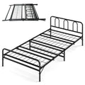 Heavy Duty Metal Twin Foldable Bed Frame with Headboard & Footboard-Black