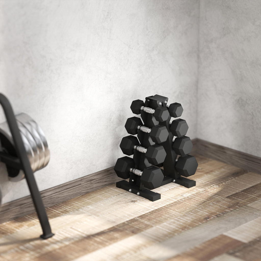 100 LBS Hex Dumbbell Set with Rack, Rubber Coated Weights with Non-Slip Handles for Home Gym Strength Training