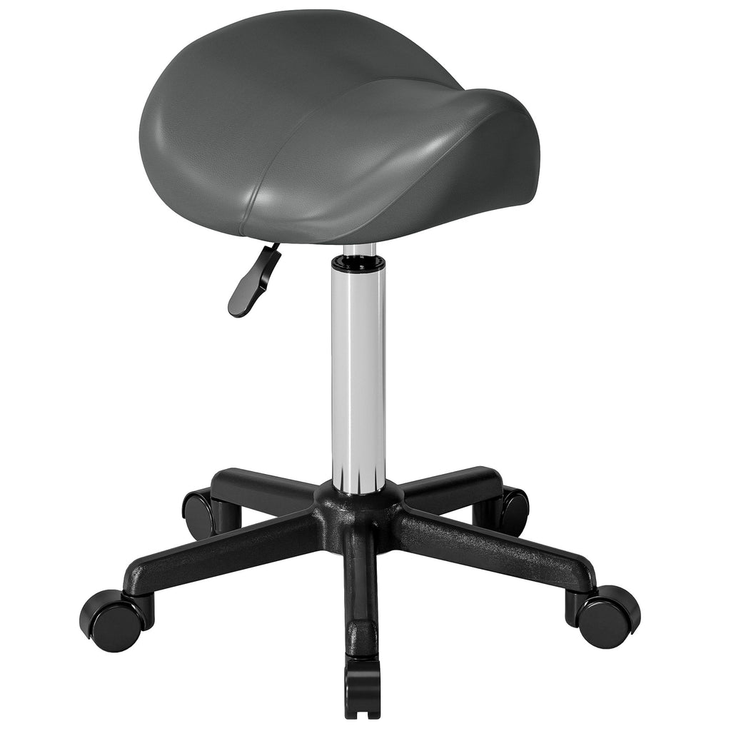 Saddle Stool, Adjustable Rolling Stool, White