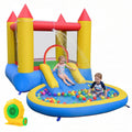 Inflatable Castle Bounce House with Water Slide, Ball Pool and 370W Blower